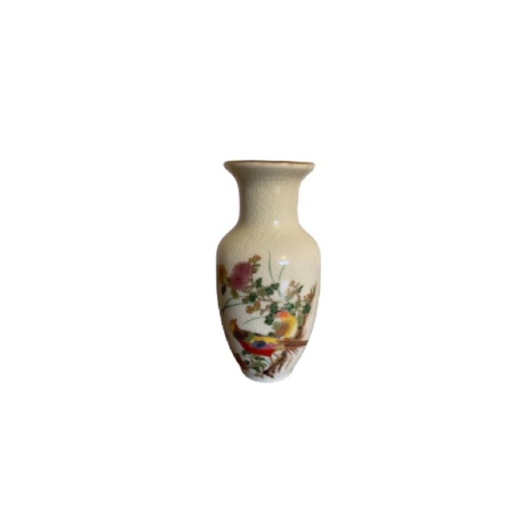 The Orient Inc. Vintage Cream Crackle Ceramic Vase